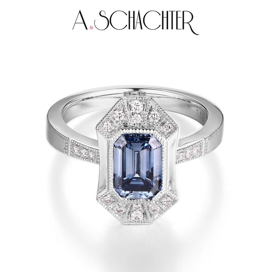 Azure Emerald-Cut Blue Diamond Ring（1.52 ct. Emerald cut)