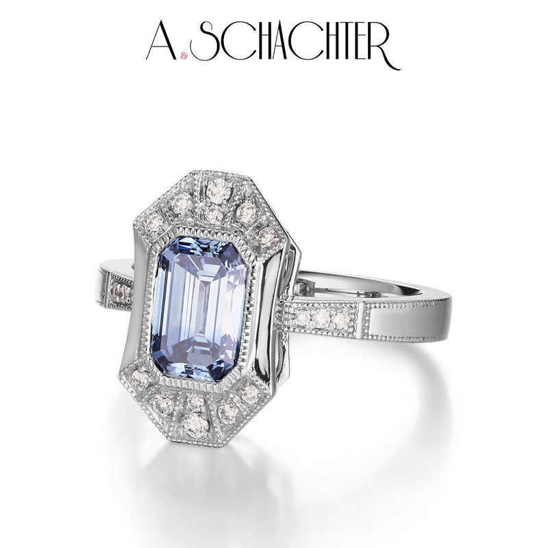 Azure Emerald-Cut Blue Diamond Ring（1.52 ct. Emerald cut)
