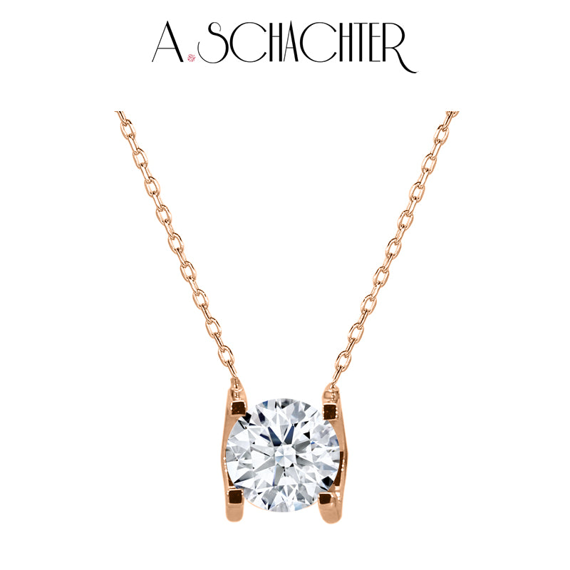 (XLA2N023) Golden Radiance Halskette (0,2 ct. Rundschliff)