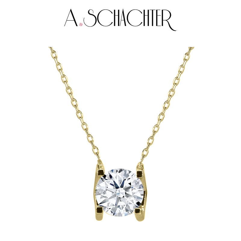 (XLA2N023) Golden Radiance Halskette (0,2 ct. Rundschliff)