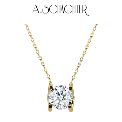 (XLA2N023) Golden Radiance Halskette (0,2 ct. Rundschliff)