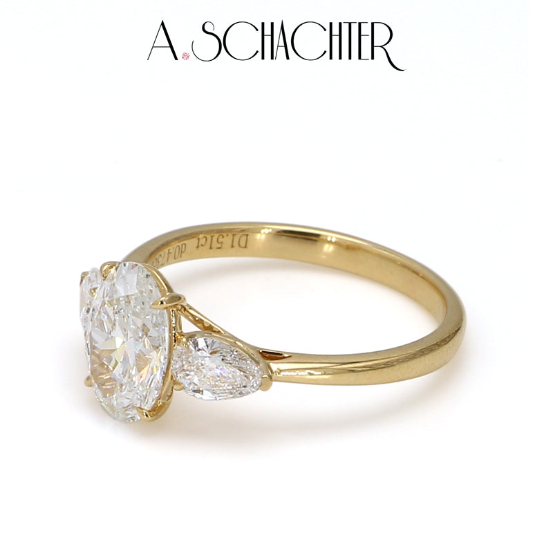 Petite Oval Trilogy Diamond Ring （1.55 ct. Oval cut)