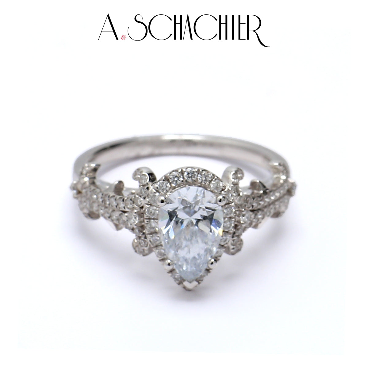 Seraphina Pear Halo Diamond Ring （1.01 ct. Pear cut)