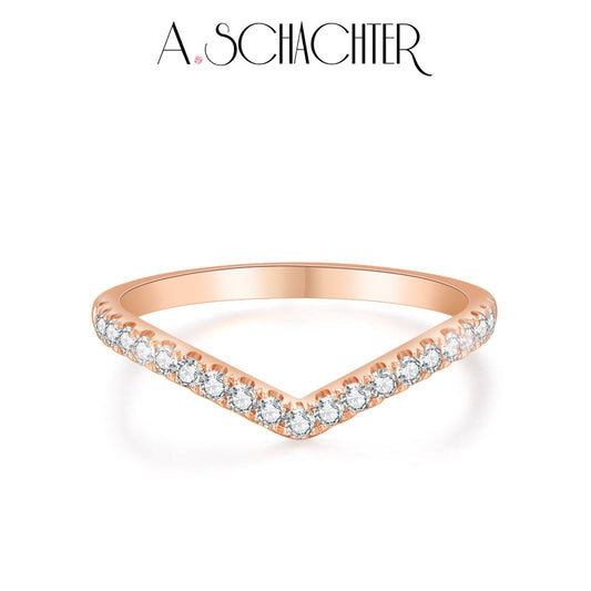 V-shaped pavé band （0.46ct. Round cut)