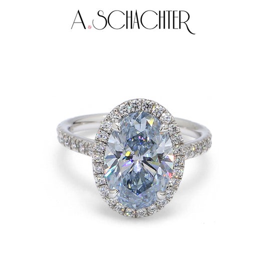 Grand Ocean Oval Halo Diamond Ring （3 ct. Oval cut)