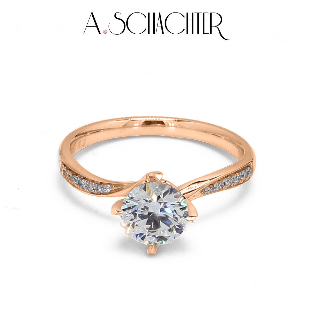 Celeste Twist Pavé Diamond Ring （1.06 ct. Round cut)