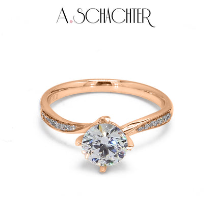 Celeste Twist Pavé Diamond Ring （1.06 ct. Round cut)