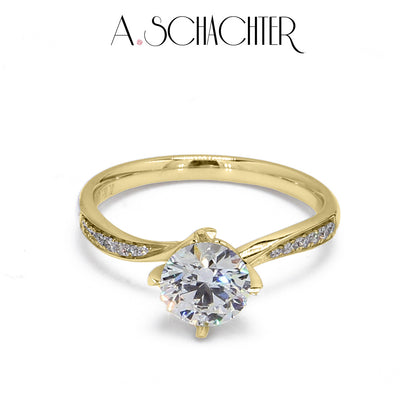 Celeste Twist Pavé Diamond Ring （1.06 ct. Round cut)