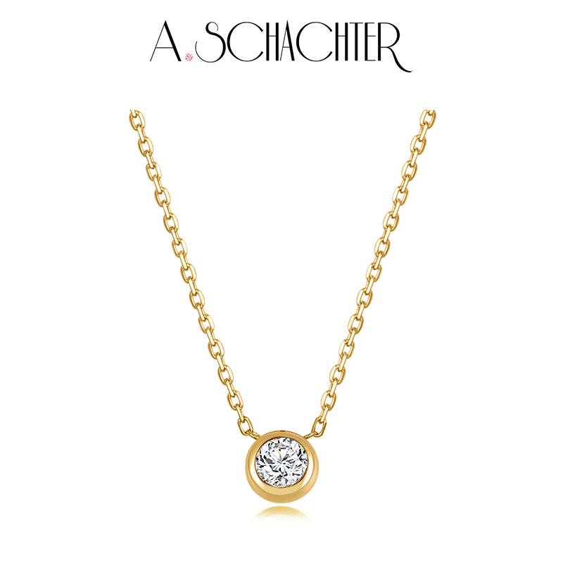 (XLA2N023) Golden Radiance Halskette (0,2 ct. Rundschliff)