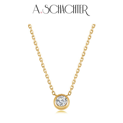 (XLA2N023) Golden Radiance Halskette (0,2 ct. Rundschliff)