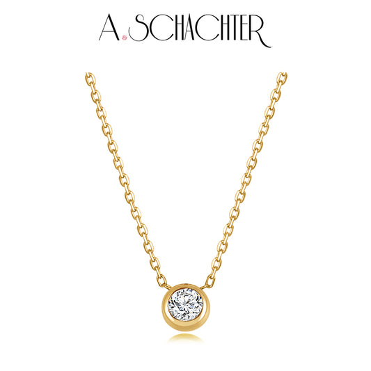 Classic Bezel Diamond  Necklace （0.2 ct. round cut)