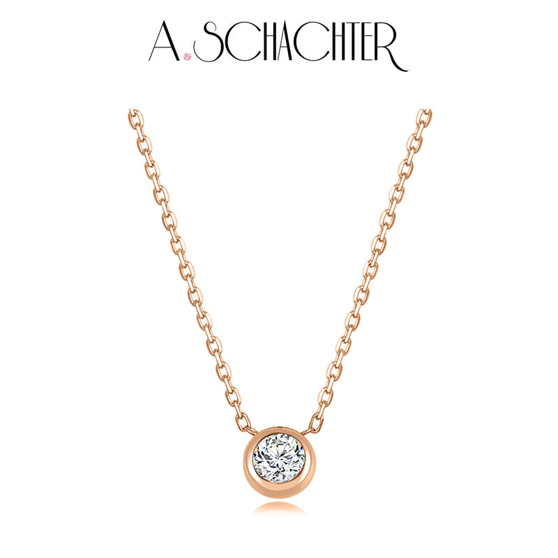 (XLA2N023) Golden Radiance Halskette (0,2 ct. Rundschliff)