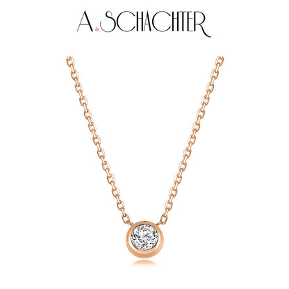 (XLA2N023) Golden Radiance Halskette (0,2 ct. Rundschliff)