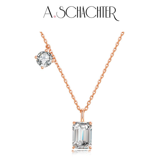 Sparkling Duo Necklace （2 ct. emerald cut)