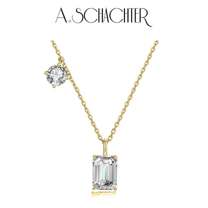 Sparkling Duo Necklace （2 ct. emerald cut)